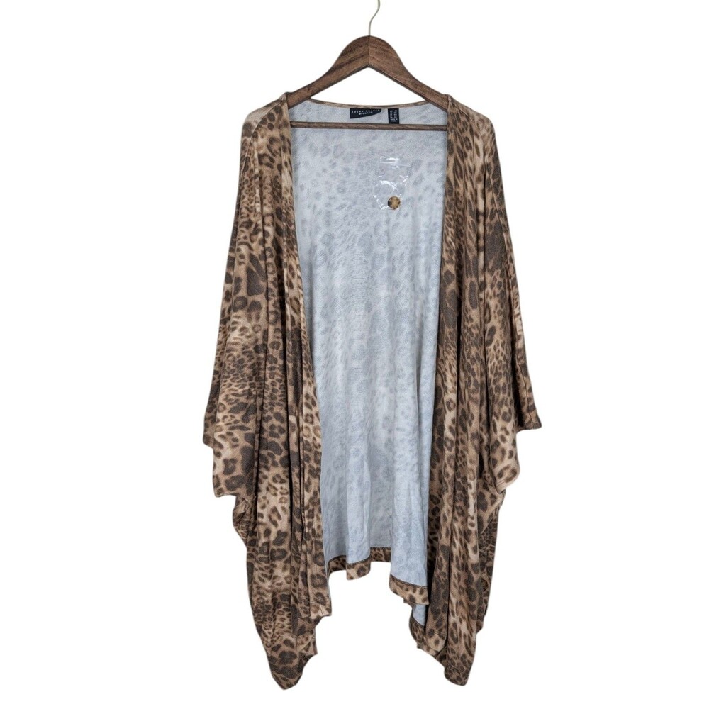 Susan Graver Weekend Leopard Print Cashmoozie Cardigan Sweater